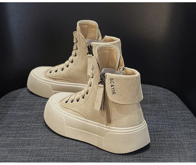 Frosted Cowhide High Top Sneakers