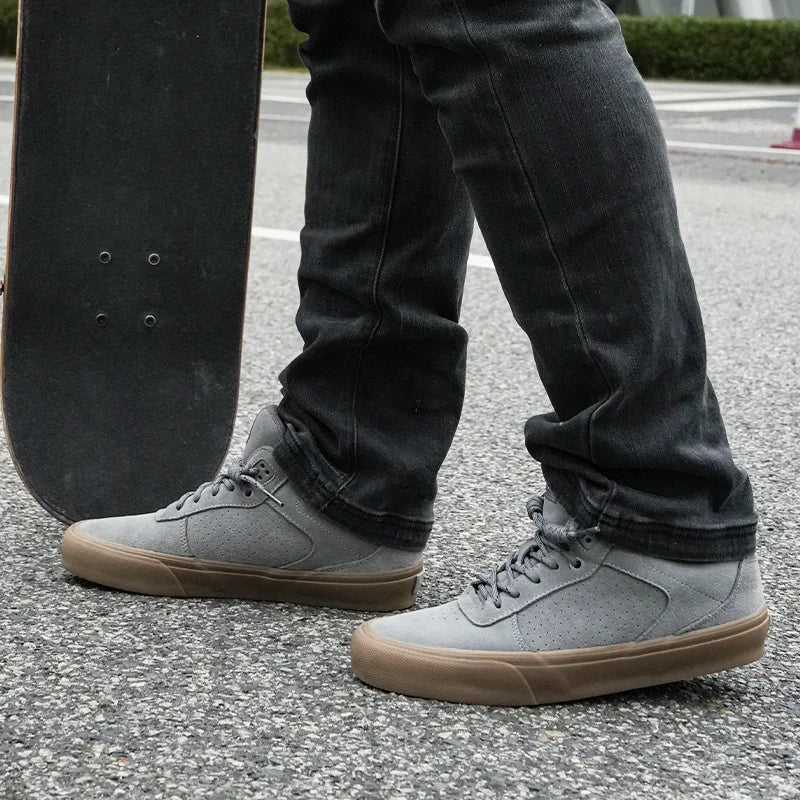 Gray Suede Lace-Up Street Sneakers