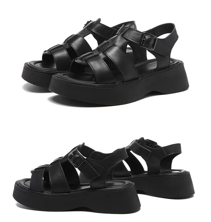 Leather Sandals Genuine Platform