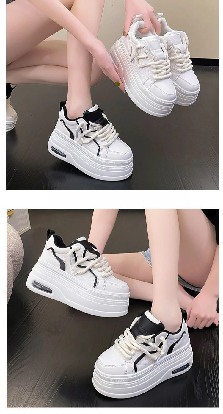 Black-White Platform Lace-Ups