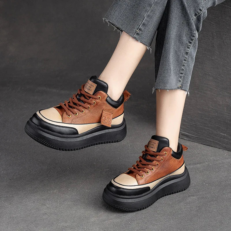 Leather Platform Comfort Flats