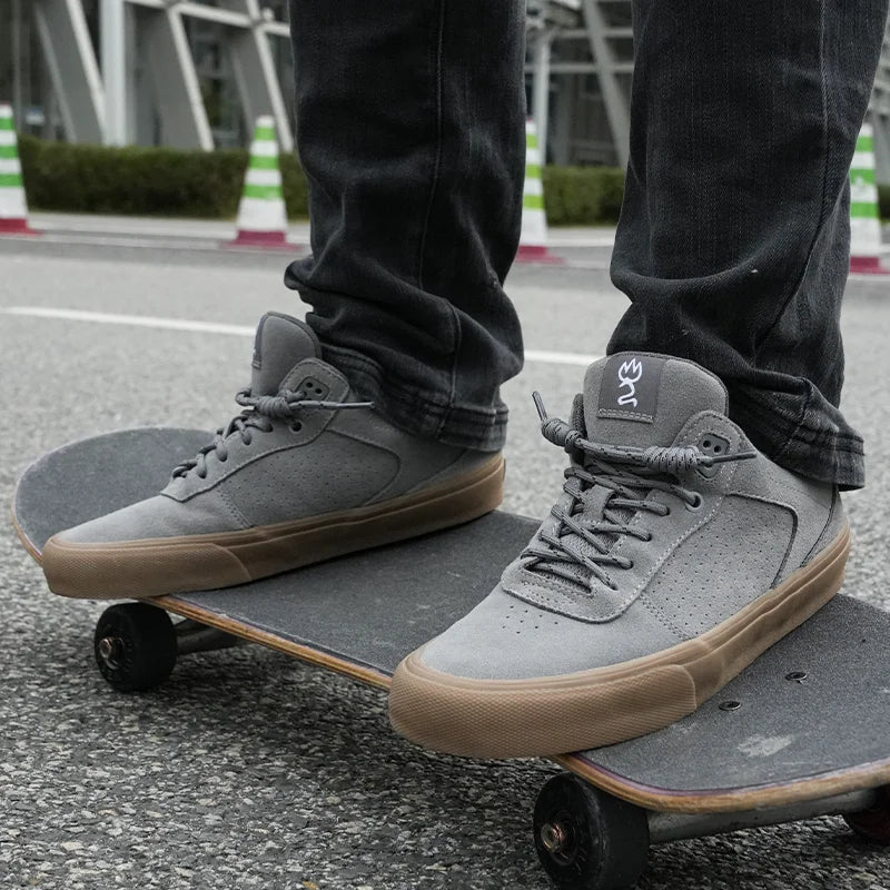 Gray Suede Lace-Up Street Sneakers