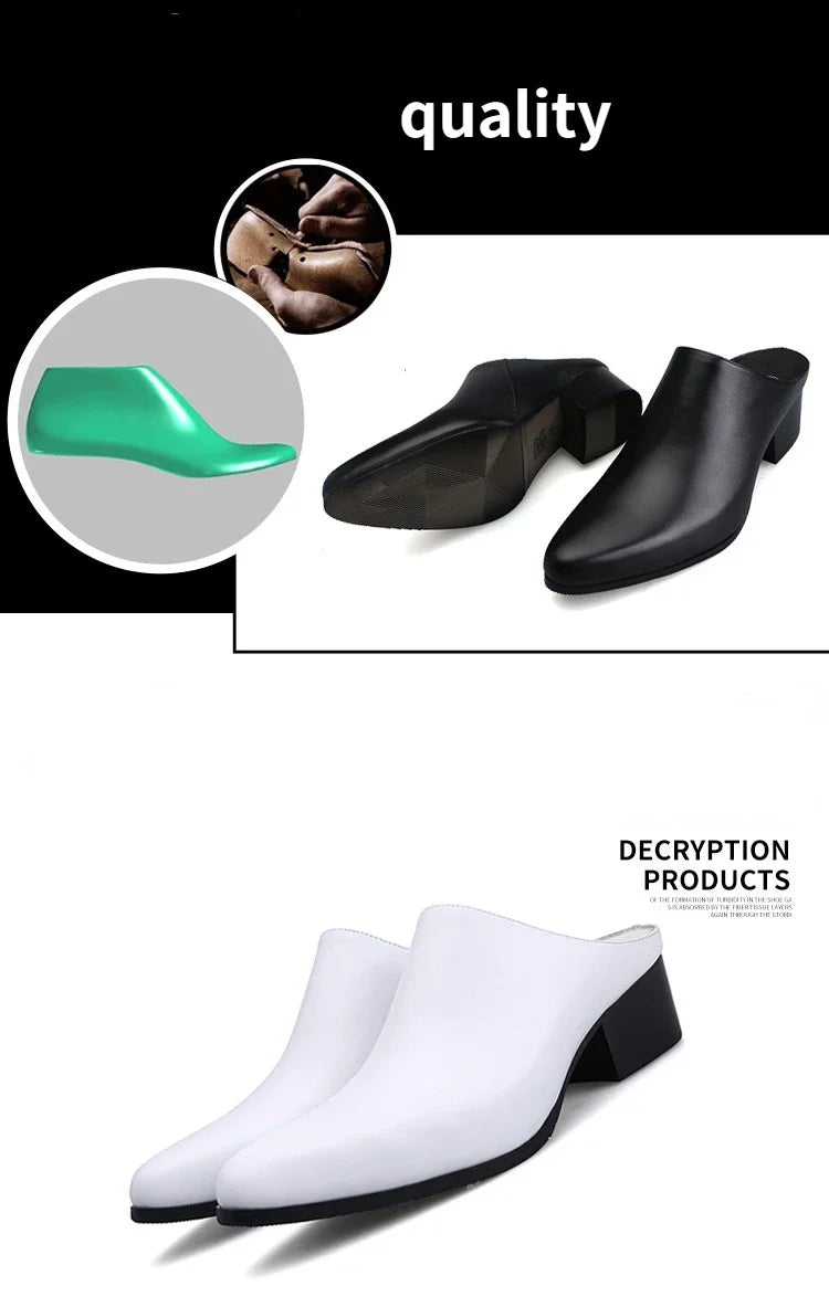 Men's Leather High-Heel Sandals