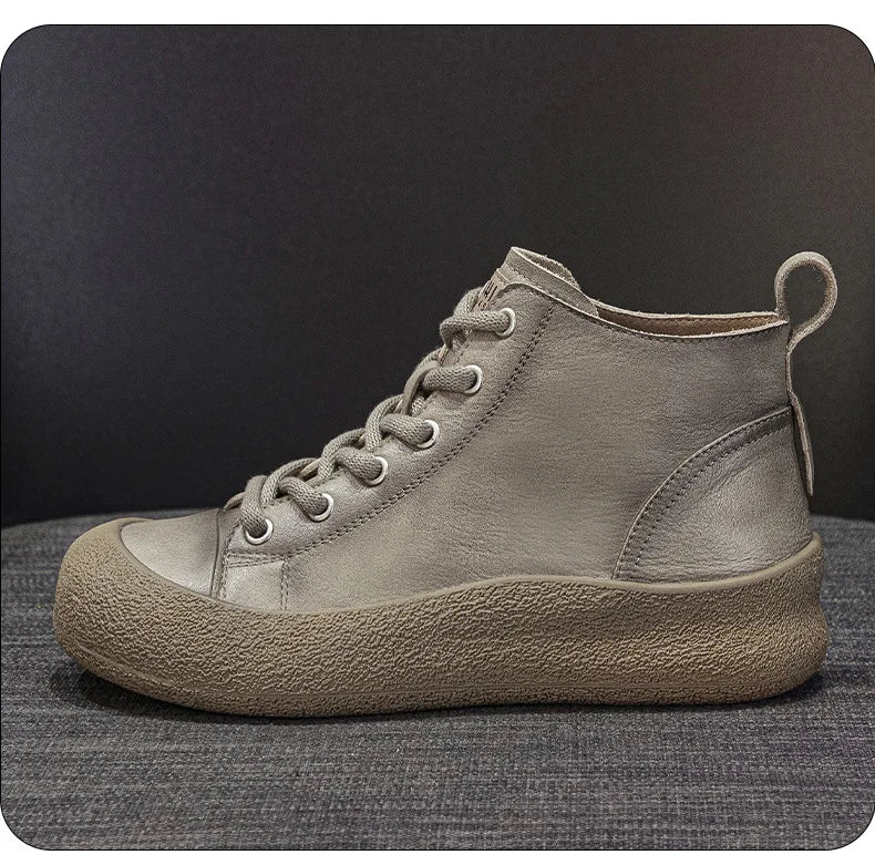 Non-Slip Cowhide Flat Sneakers