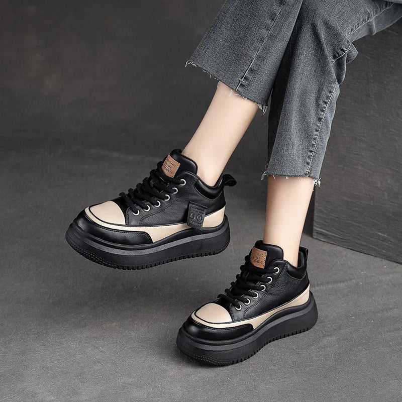 Leather Platform Comfort Flats