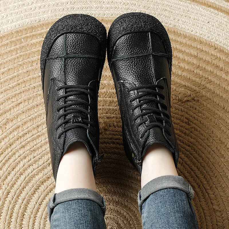 Leather Cross-Strap Sneakers