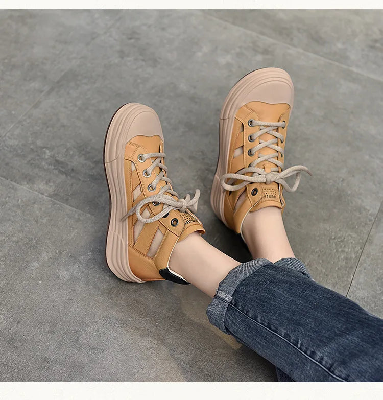 Breathable Leather Vulcanized Sneakers