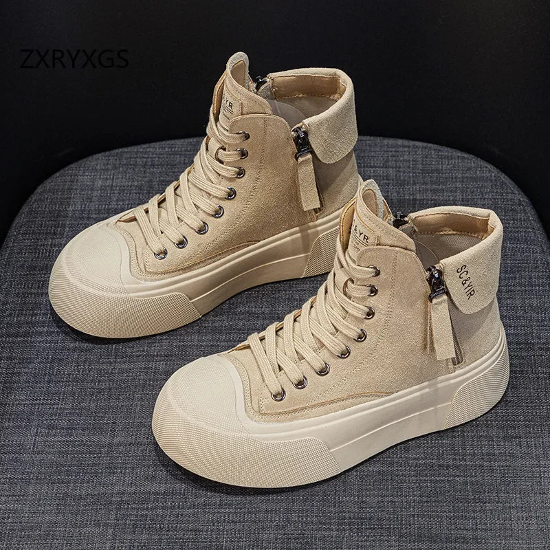 Frosted Cowhide High Top Sneakers