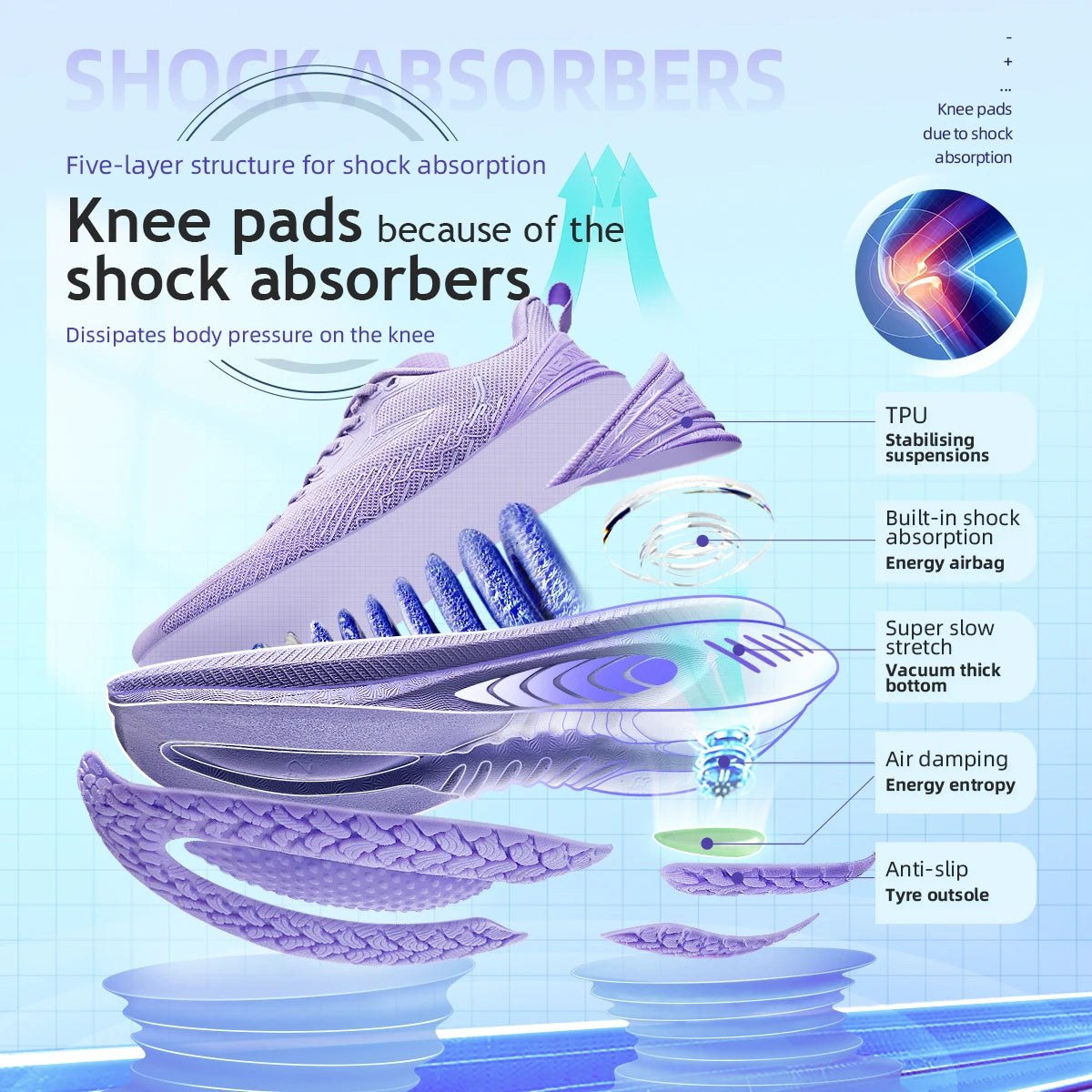 Shock-Absorbing Lightweight Running Sneakers