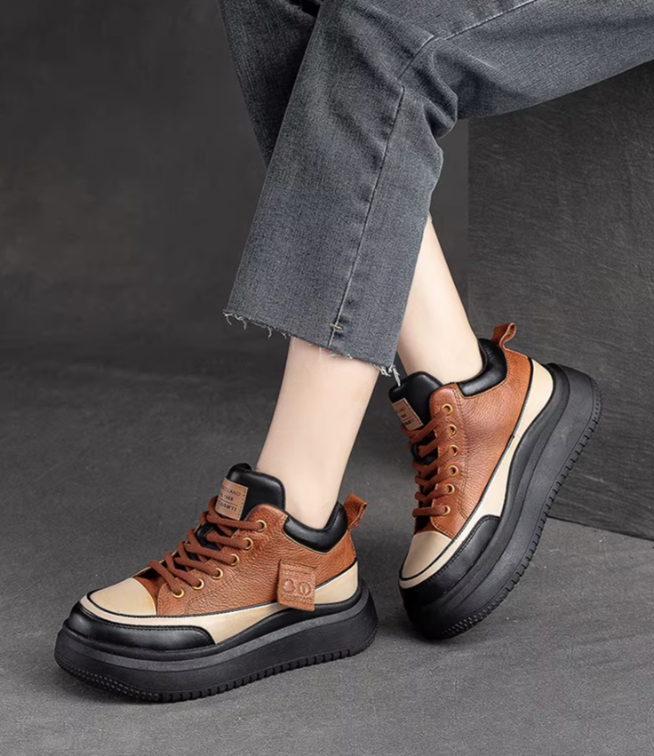 Leather Platform Comfort Flats