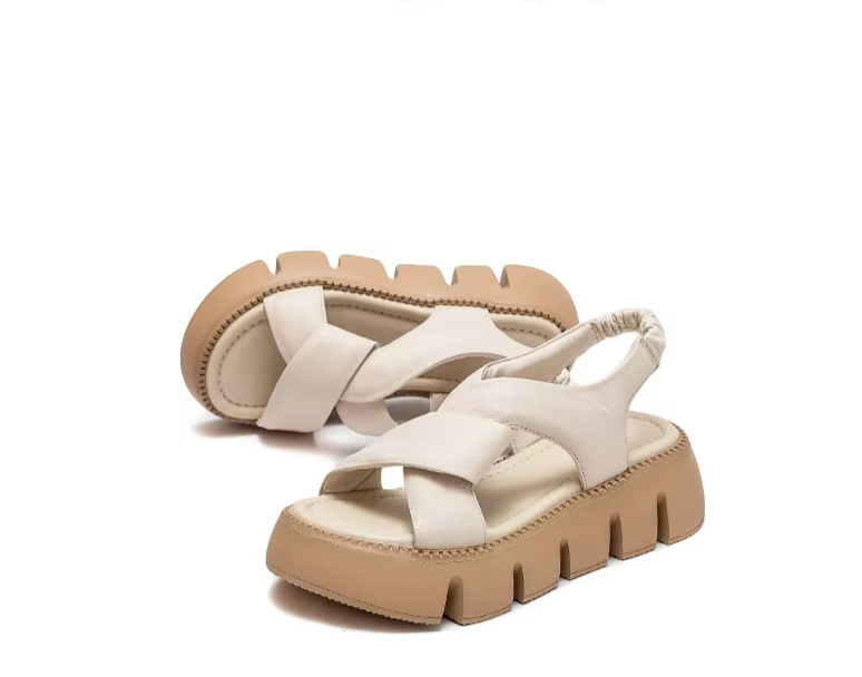 Retro Leather Platform Sandals Comfortable