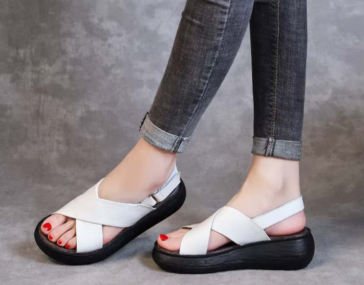 Thick Bottom Cowhide Leather Sandals