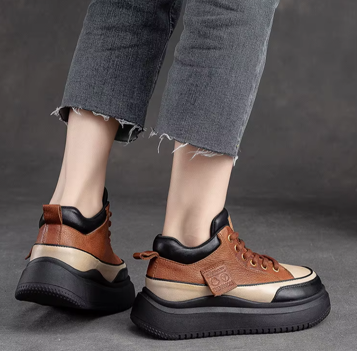 Leather Platform Comfort Flats